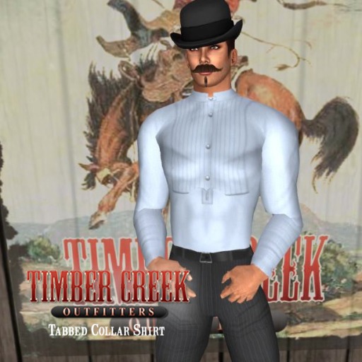 [Timber Creek] Tabbed Collar Shirt-Plain-Light Blue