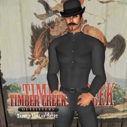 [Timber Creek] Tabbed Collar Shirt-Plain-Black