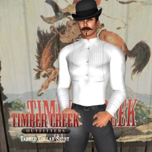 [Timber Creek] Tabbed Collar Shirt-Plain-White