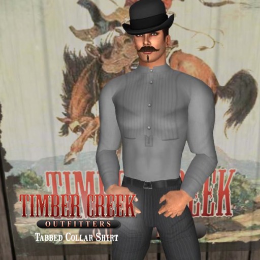 [Timber Creek] Tabbed Collar Shirt-Plain-Dark Gray