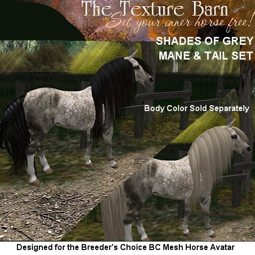 BC Mesh Horse - Manes and Tails pack - GREYS