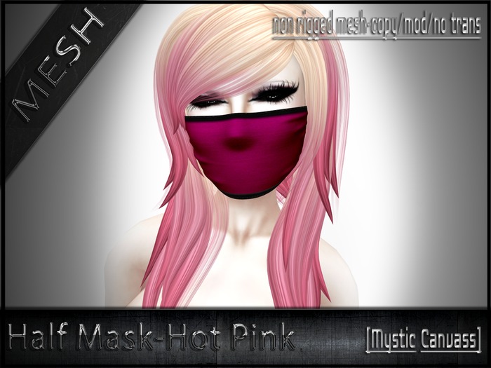 [MC] Half Mask-Non Rigged [MESH]-Hot Pink Boxed