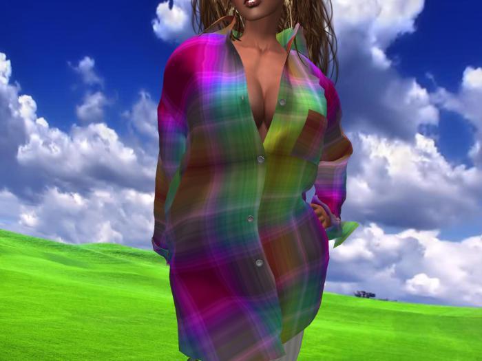 MESH loudplaid loosebutton