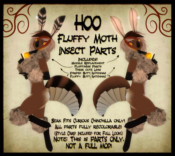 HOO~ Fluffy Moth Insect Parts