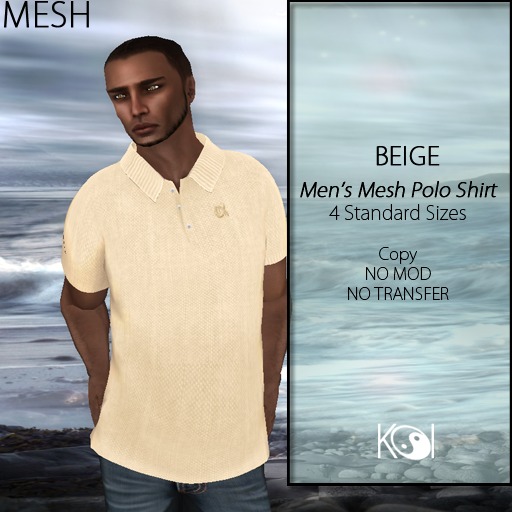 (kOI< Beige Men's Polo Shirt
