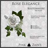 Rose Elegance Boutonniere No Fluff - White [Box]