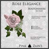 Rose Elegance Boutonniere No Fluff - Pink [Box]