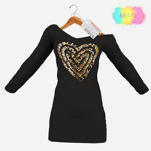 [MAG] Mesh Sweater Dress - Leopard Heart