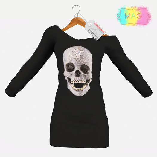 [MAG] Mesh Sweater Dress - Diamonds Skull