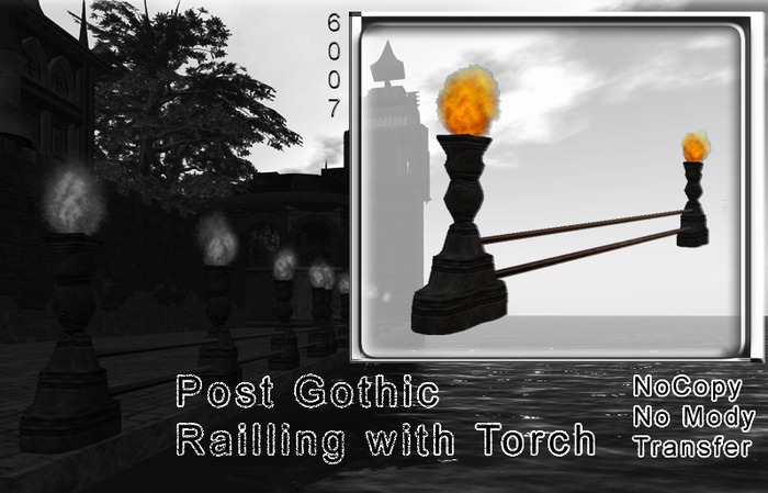 Post Gothic Railling with Torch 6007 (2M, 8P) In Box
