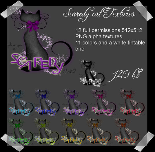 Scaredy cat cute Alpha PNG full perms textures