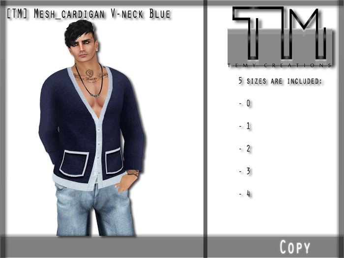 [TM] Mesh_cardigan V-neck Blue