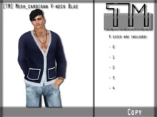 [TM] Mesh_cardigan V-neck Blue