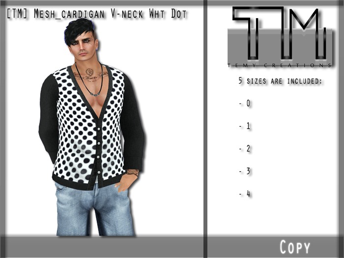 [TM] Mesh_cardigan V-neck Wht Dot