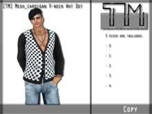 [TM] Mesh_cardigan V-neck Wht Dot