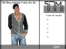 [TM] Mesh_cardigan V-neck Blk Dot