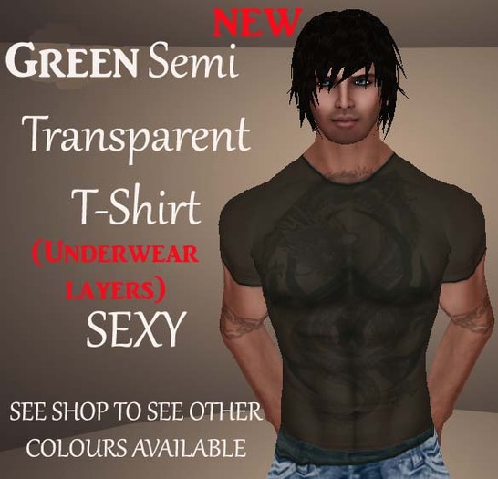 Sexy Army Green Semi Sheer T Shirt (underwear layers) *****