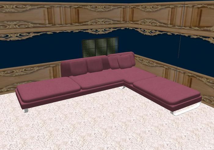 light red leather L couch