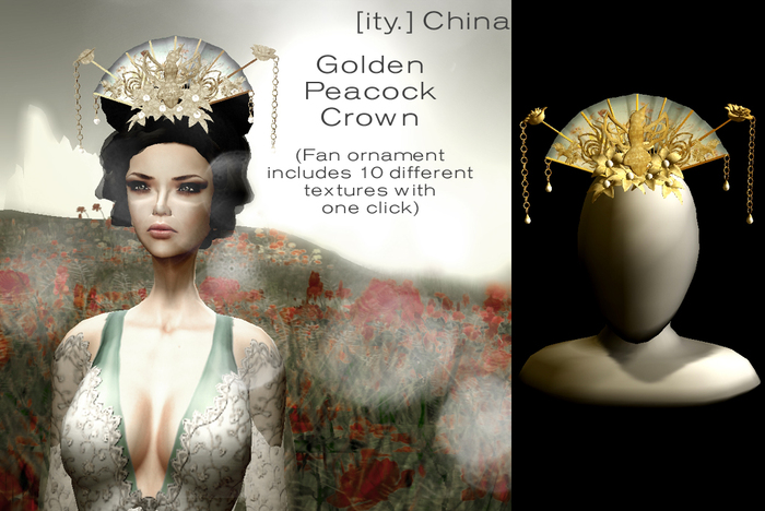 [ity.] China - Golden Peacock Crown (3 colors of Pearls)