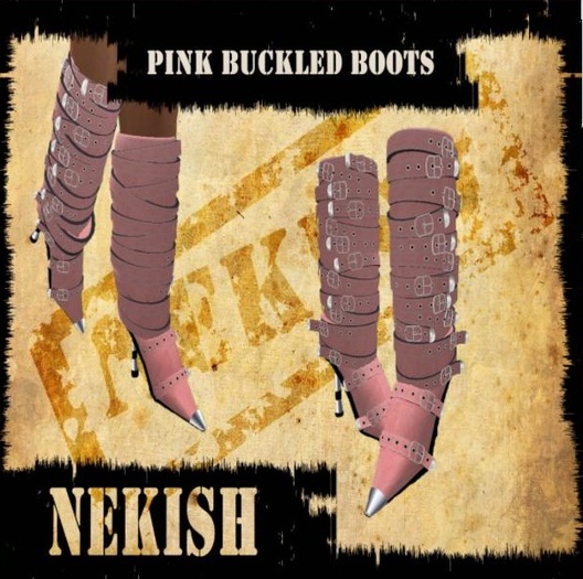 Pink Buckled Boots