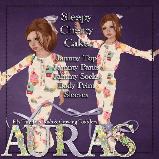 *Aura's* Sleepy Jammies (Cherry Cake) for Kids & Tiny Tots 