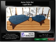 Asian Sofa Set - Blue - Freya's Ironworks