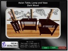 Asian Table Set  - Dark Wood - Freya's Ironworks 