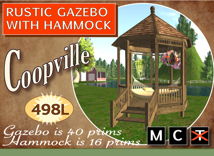 REDUCED PRICE! Coopville Rustic Gazebo with Hammock