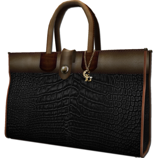 ((Crystal Line))Crocodile bag Left(Black)