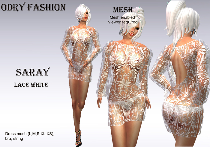 *OF *-*SARAY*Mesh LACE WHITE DRESS