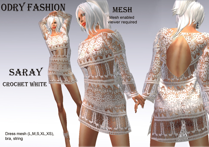 *OF *-*SARAY*Mesh CROCHET WHITE DRESS