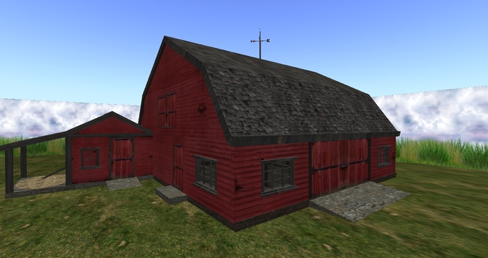 large red barn and chicken coop