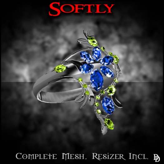 Dare Designs:  Softly - ladies ring - silver/sapphire/peridot