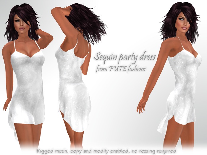 FUTE :: Sequin party dress (white / rigged mesh)