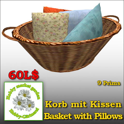 Basket with pillows