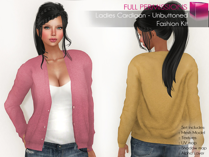 Full Perm Rigged Mesh Ladies Cardigan Unbuttoned - Fashion Kit