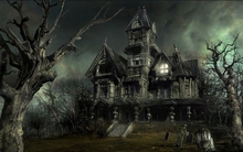 The-haunted-house full perm texture back drop Halloween