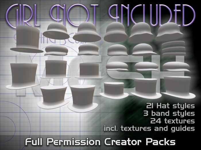 Girl Not Included:  Mesh Hats pack 02