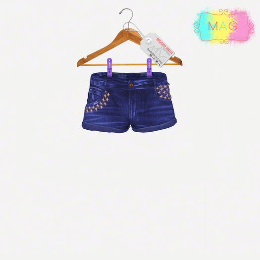 [MAG] Mesh Denim Shorts - Stars Spikes Blue Jeans