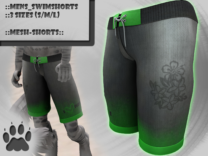 Z.A.F_Male Swim Shorts_Green_I luv Furrys.