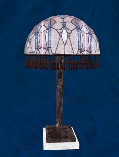 Art Deco Wrought Iron Stained Art Glass Lamp 2