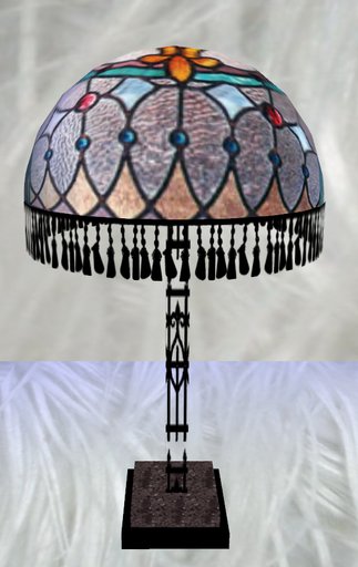 Art Deco Wrought Iron Stained Art Glass Lamp 1