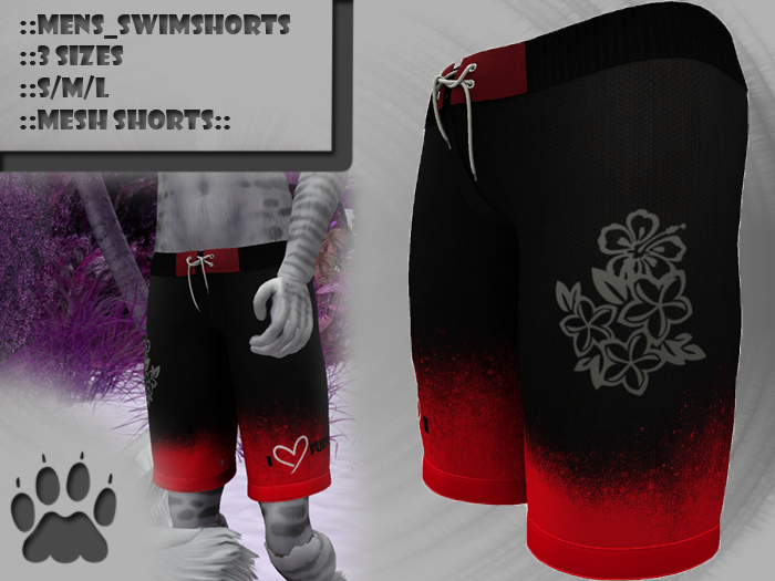 Z.A.F_Male Swim Shorts_Red_I luv Furrys.((Black))