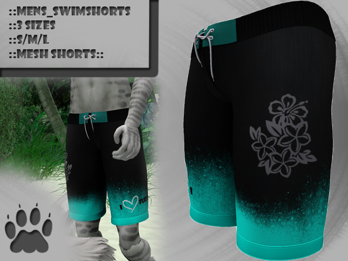 Z.A.F_Male Swim Shorts_LightBlue_I luv Furrys.((Black))
