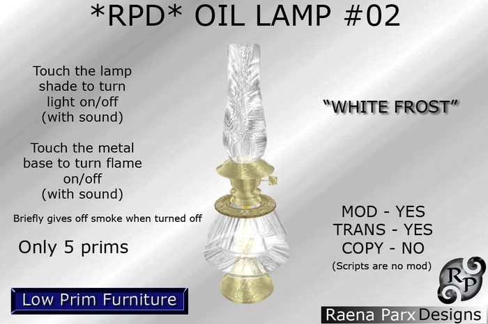SCULPT OIL LAMP #02 - "WHITE FROST" - *RPD*