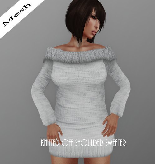 White (Mesh) Knitted Off Shoulder Sweater