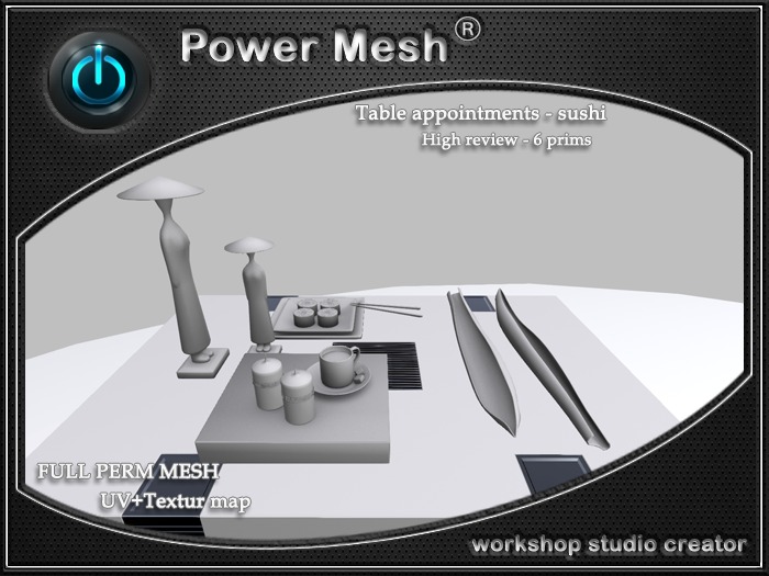 - { POWER MESH } - Set Full Perm - Table appointments - sushi