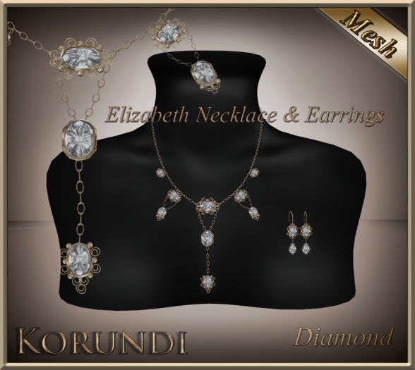 -Korundi- Elizabeth Necklace & Earrings Diamond 