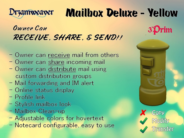 Dr3amweaver Mailbox Deluxe Yellow (no copy)