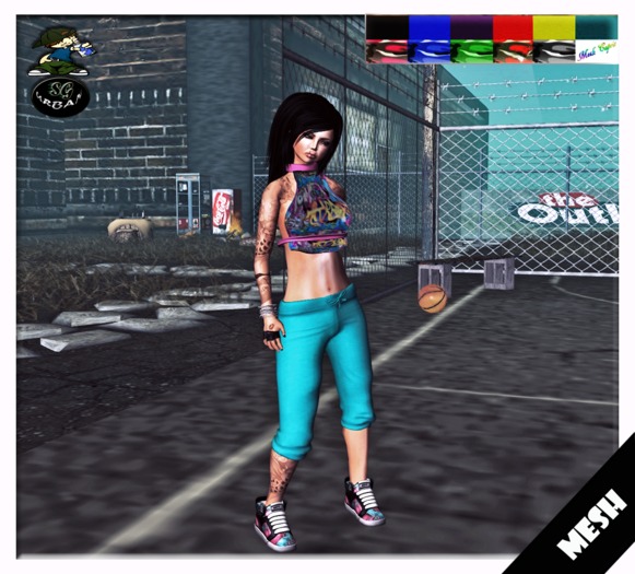 Purple Mesh Capri Pants